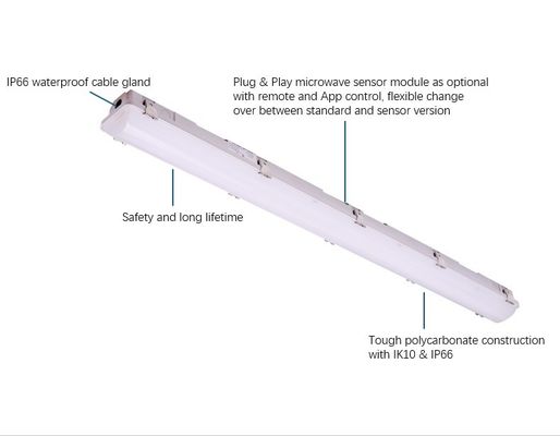 Ενεργειακή εξοικονόμηση 2ft/4ft/5ft/8ft Tri-proof Light με 50000 ώρες διάρκεια ζωής και IP66 IK10