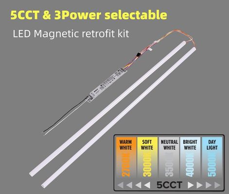 DLC 140Lm/W Μαγνητικό Φως LED Troffer Γραμμικό κιτ αναβάθμισης για την αγορά των ΗΠΑ Προσαρμόστε 5CCT