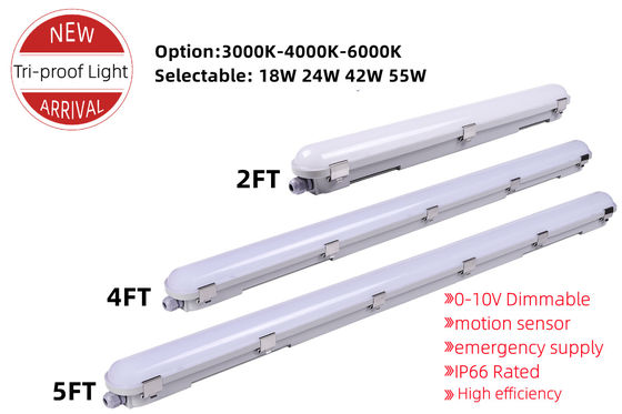 Εμπορική 5FT LED στάθμευσης Γραμμική Tri-απόδειξη Κρεμασμένο IP66 Ατμός Σφιχτό Φωτιστικό Φως 2kg