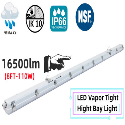 Υλικό PC 8FT 110W LED Vapor Tight Tri Proof Light IP66 NEMA 4X Για πλύσιμο αγροτικών αυτοκινήτων